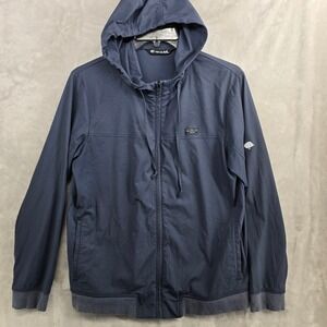 Travis Mathew Mens Medium Full Zip Hooded Jacket Gray Blue Tree Logo Lightweight